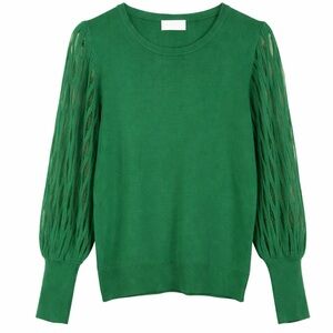 Unanyme Georges Rech Green Long Mesh Sleeve Sweater